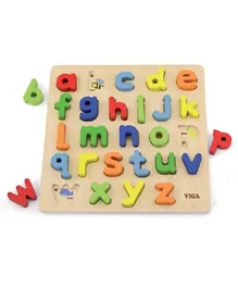 Viga Wooden Block Puzzle Alphabet Lowercase - Multicolor