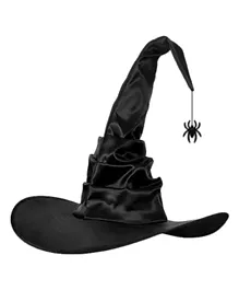 Brain Giggles Halloween Costume Witch Hat with Hanging Spider - Black