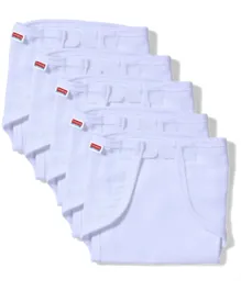 Babyhug Muslin Cotton Reusable Cloth Nappies With Velcro Medium Set Of 5 - White