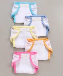 Babyhug Muslin Cotton Reusable Cloth Nappies With Velcro Small Set Of 5 - Multicolor