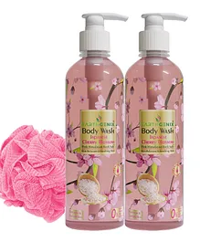 Earthgenix Japanese Cherry Blossom Body Wash with Loofah Pack of 2 - 500ml (each)
