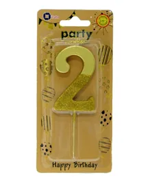 Italo Golden Glitter Dipped Birthday Candle - Number 2