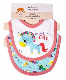 Oliver and Olivia I'm very Cute Applique Bibs Pack of 2 - Pink