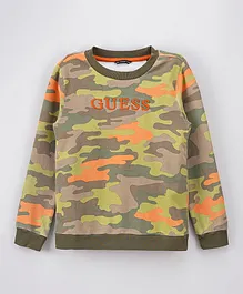Guess Kids Logo Camo Sweatshirt - Olive