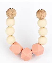 Desert Chomps Boho Chic Silicone & Wooden Teething Necklace - Feminine Peach