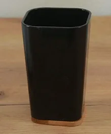 Pan Emirates Bamboo Base Desktop Pen Cup Black 7x8x11cm