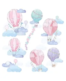 Paper Crew Hot Air Balloons and Clouds Wall Stickers - 7 Pieces