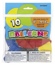 Unique  Party Balloons Pack of 10 Multicolour - 12 Inches