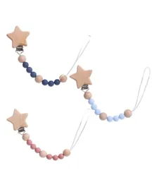 Factory Price Star Silicone and Wooden Pacifier Clip A - Pack of 1