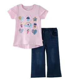 Genius Embroidery Top & Culotte Pants Set - Baby Pink