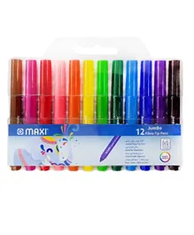 Maxi Jumbo Washable Felt-Tip Pens - 12 Color