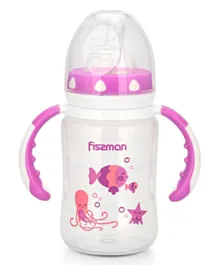 Fissman Wide Neck Feeding Bottle With Handles Pink - 240mL
