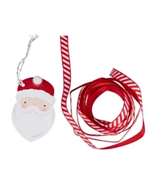 Ginger Ray Merry Christmas Santa Face Gift Tags & Ribbon