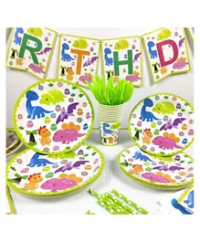 Brain Giggles Dinosaur Theme Disposable Tableware for 9 People Party Set - 114 Pieces