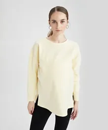 DeFacto Knitted Long Sleeves Maternity T-Shirt - Yellow