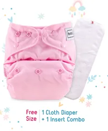 Babyhug Free Size Reusable Cloth Diaper With Insert - Light Pink