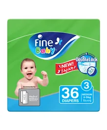 Fine Baby Diapers DoubleLock Technology Size 3 Medium 4–9kg Economy Pack - 36 diaper count
