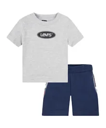 Levi's LVB Logo T-Shirt with Shorts - Grey and Blue