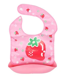 Little Angel Strawberry Printed Baby Silicon Bib - Yellow