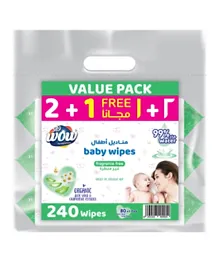 WOW Baby Wet Wipes  Frag Free Extra Thick & Long 2 + 1 Pack - 80 Wipes each