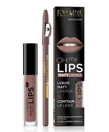 Eveline Makeup Oh My Lips Liquid Matt Lipstick & Contour Lip Liner - 4.5g