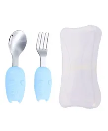 Brain Giggles Kitty Cutlery Set with Case - Blue