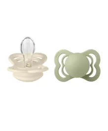 Bibs Supreme Silicone Pacifier Size 1 Ivory & Sage - 2 Piece