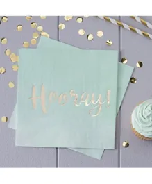 Ginger Ray Hooray Ombre Napkins Pack of 20 - Mint Green