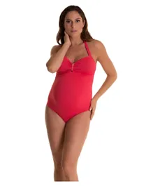 Mums & Bumps Pez D'or Helena Coral Halter Maternity Swimsuit - Red