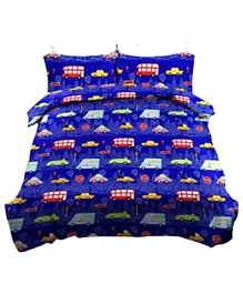 Highland Car Theme  Kids bedsheet and Pillow Case Set King Size - Multicolor