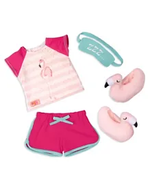 Our Generation Pajama Outfit With Sleeping Mask & Flamingo Slippers Dolls Clothes
