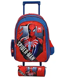 Marvel Spider Man Stand By Me Trolley Bag with Pencil Case Red Blue - 18 inches