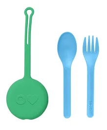 OmieBox OmiePod Kids Cutlery With Holder Set - Mint Green