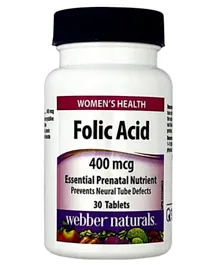 WEBBER NATURALS  Folic Acid 0.4Mg - 30 Tablets