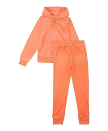 Juicy Couture Logo Graphic Zip Through Hoodie and Slim Joggers/Co-ord Set - Orange