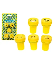 PMS Pack of 5 Cute Funny Face Emoji Icon Stampers - Yellow