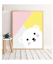 Sweet Pea Abstract Bear Wall Art Print - Multicolor