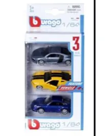 Bburago Die Cast Model Car Sets 1:64 Scale 3 Pieces - Assorted
