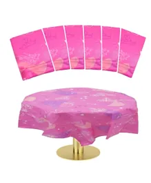 مجموعة مكونة من 6 مفارش طاولة للحفلات للاستعمال مرة واحدة بتصميم شخصية أميرة من ديزني - وردي