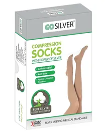 Go Silver Knee High Compression Socks Open Toe Flesh - Biege