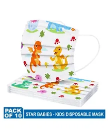 Star Babies Dino Print Kids Disposable Mask - Pack of 10