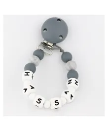 Desert Chomps Wooden Personalized Pacifier Clip - Grey Marble