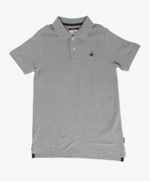 Beverly Hills Polo Club Logo Embroidered Polo - Grey Melange