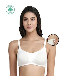 Inner Sense Organic Cotton Antimicrobial Nursing Bra - White