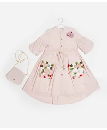 Amri Floral Dress With Side Bag - Light Pink
