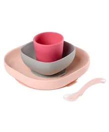 بيابا - مجموعة أدوات الطعام من السيليكون   4 قطع – وردي