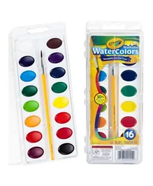 Crayola Washable Watercolour Paints With Plastic Handled Brush Multicolor - Pack of 17