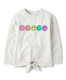 The Children's Place Smiling Faces Graphic Top - Light Grey
