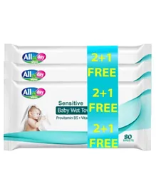 All Day Baby Sensitive Wipes 2+1 Promo Bag - 240 Wipes