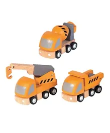 بلان تويز مجموعة 3 مركبات صيانة طرق خشبية - برتقالي